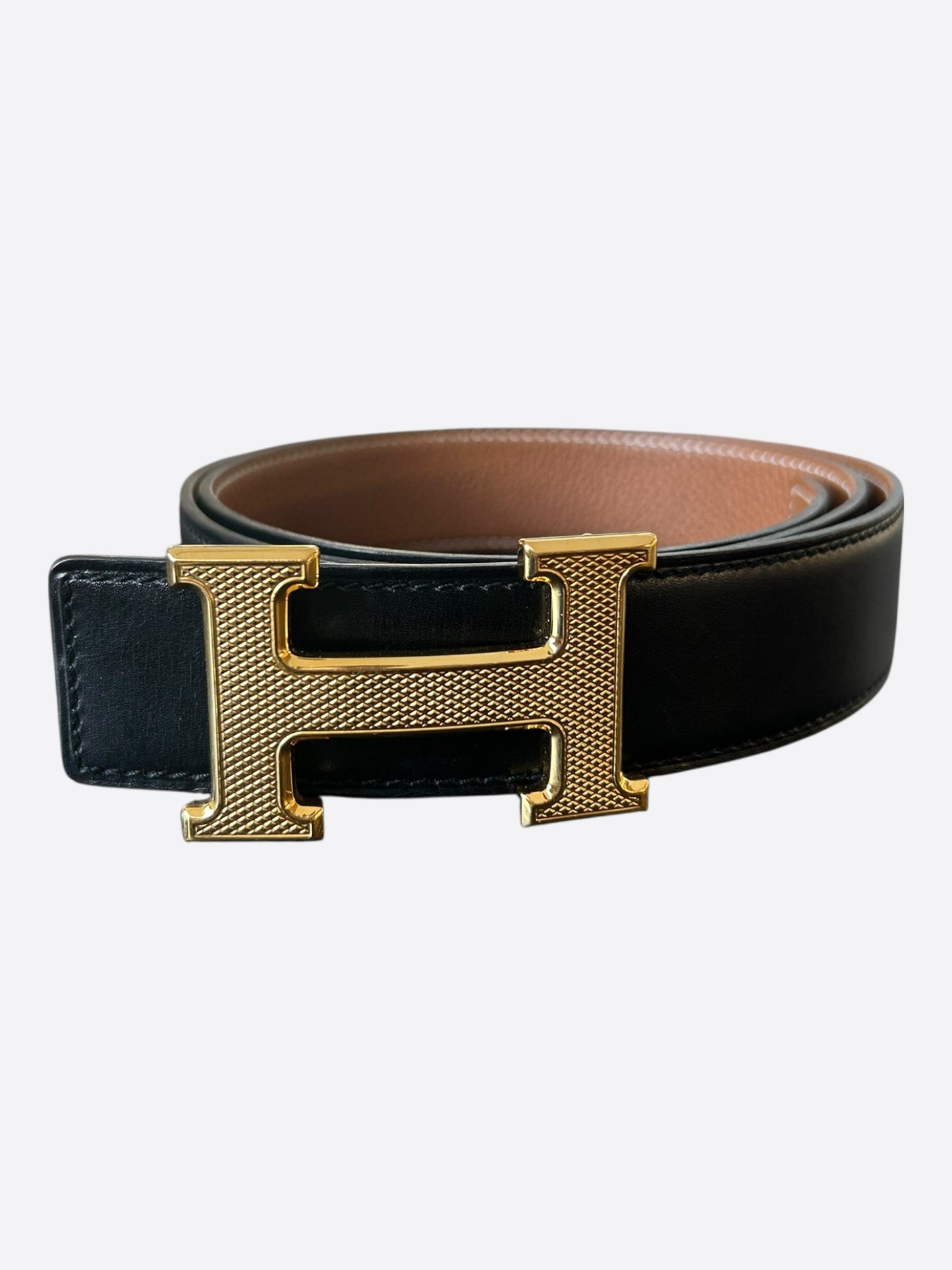 Hermes Black & Brown Gold Reversible H Belt