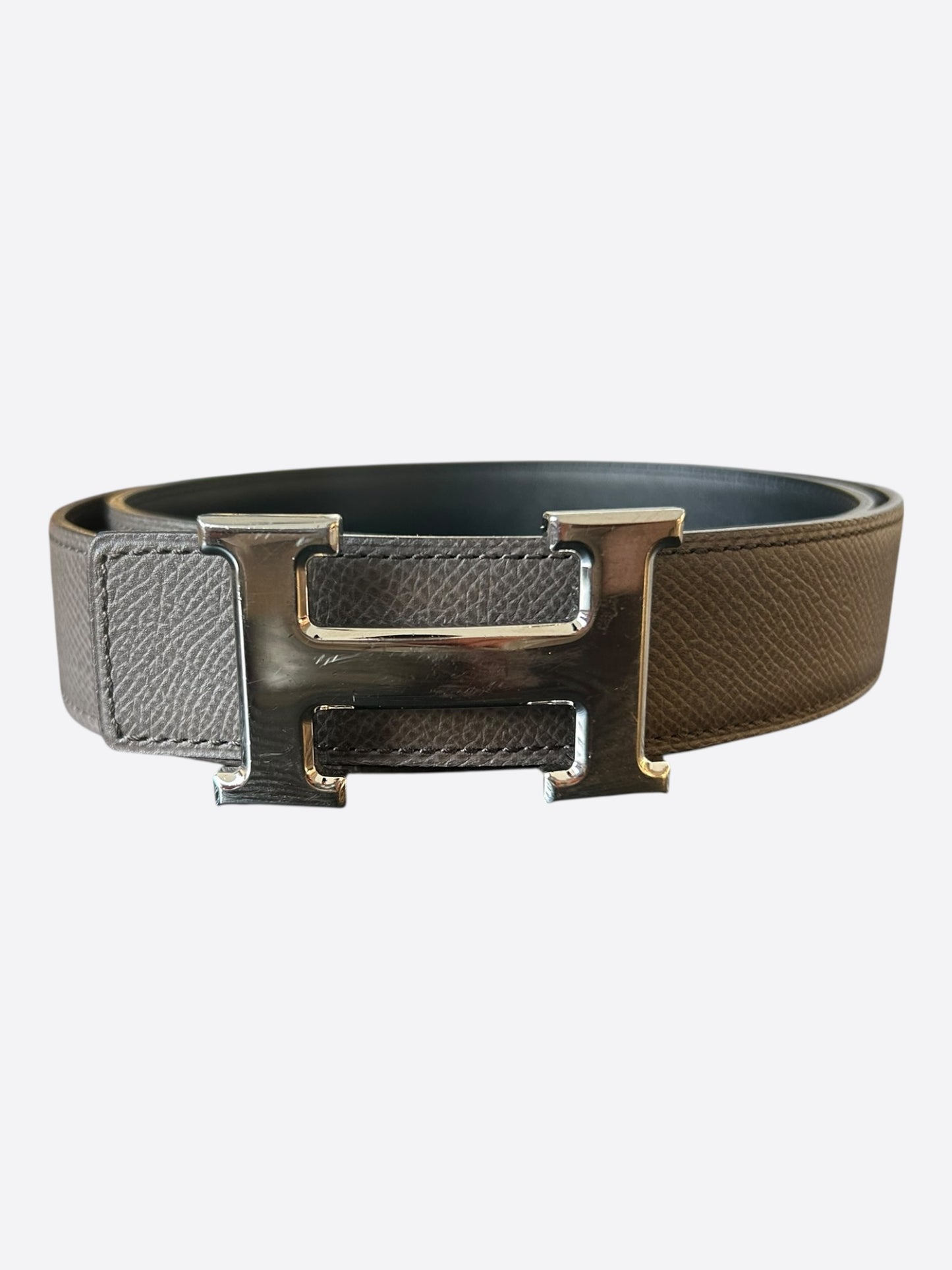 Hermes Grey & Black Palladium Reversible H Belt