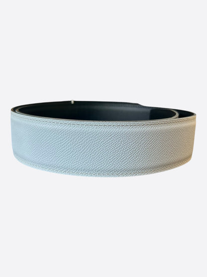 Hermes White & Black Palladium Reversible H Belt