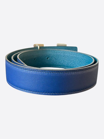 Hermes Blue & Turquoise Palladium H Reversible Belt
