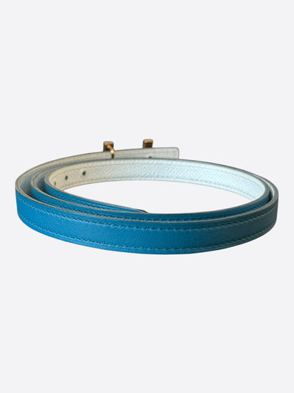 Hermes Blue & White Rose Gold Mini Constance Belt