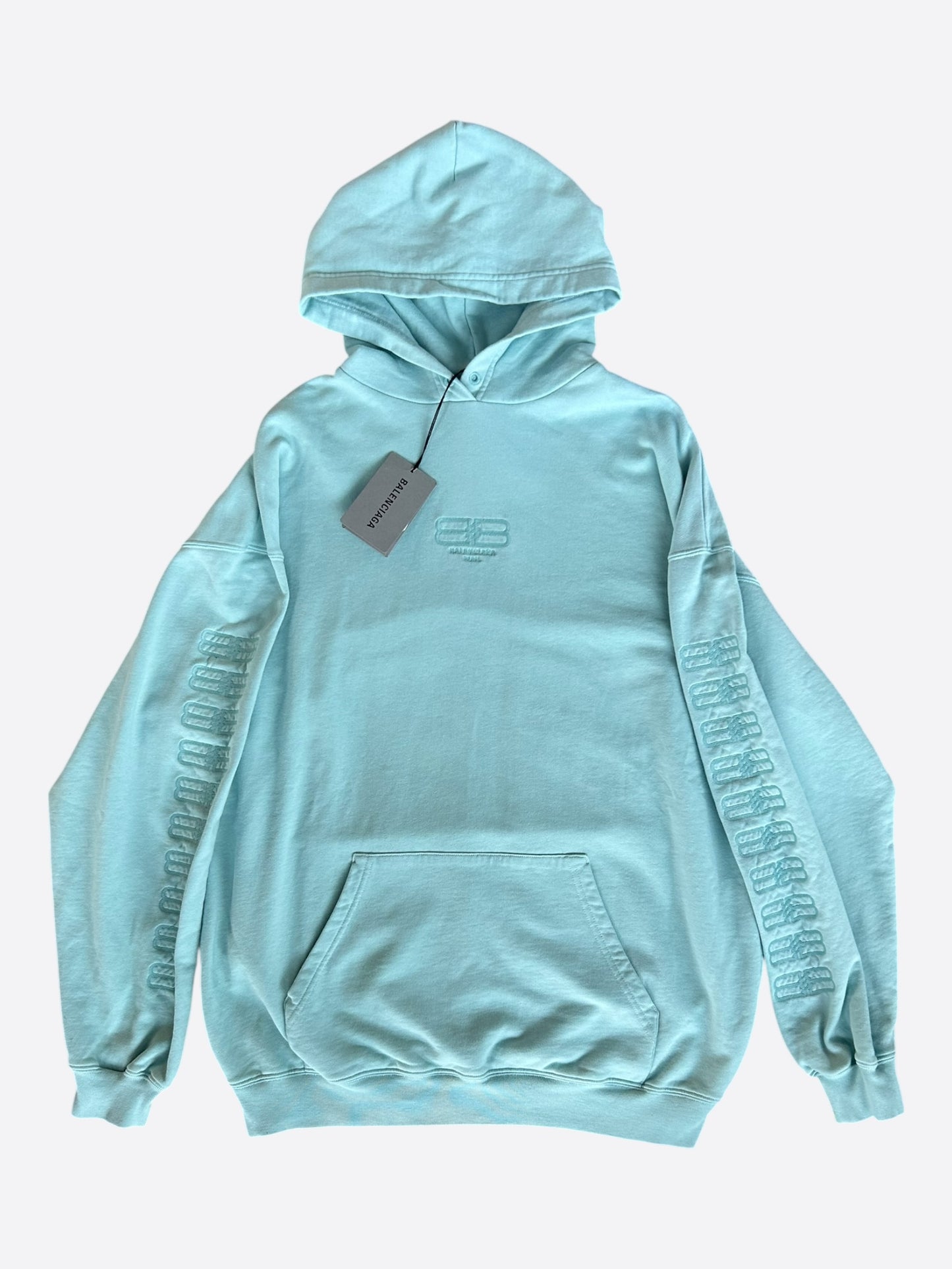 Balenciaga Blue Embroidered BB Icon Logos Hoodie