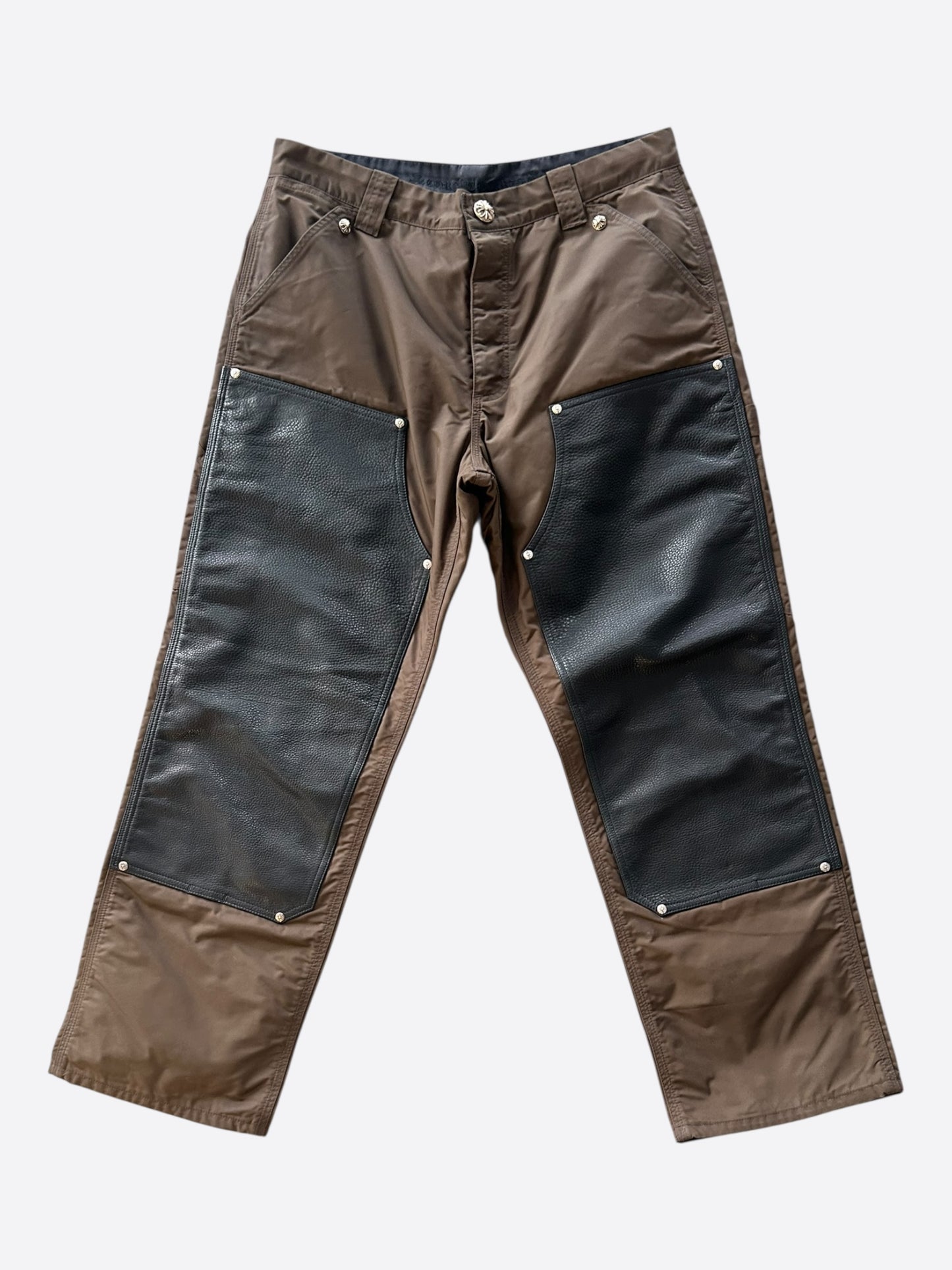 Chrome Hearts Brown Nylon & Leather Carpenter Pants