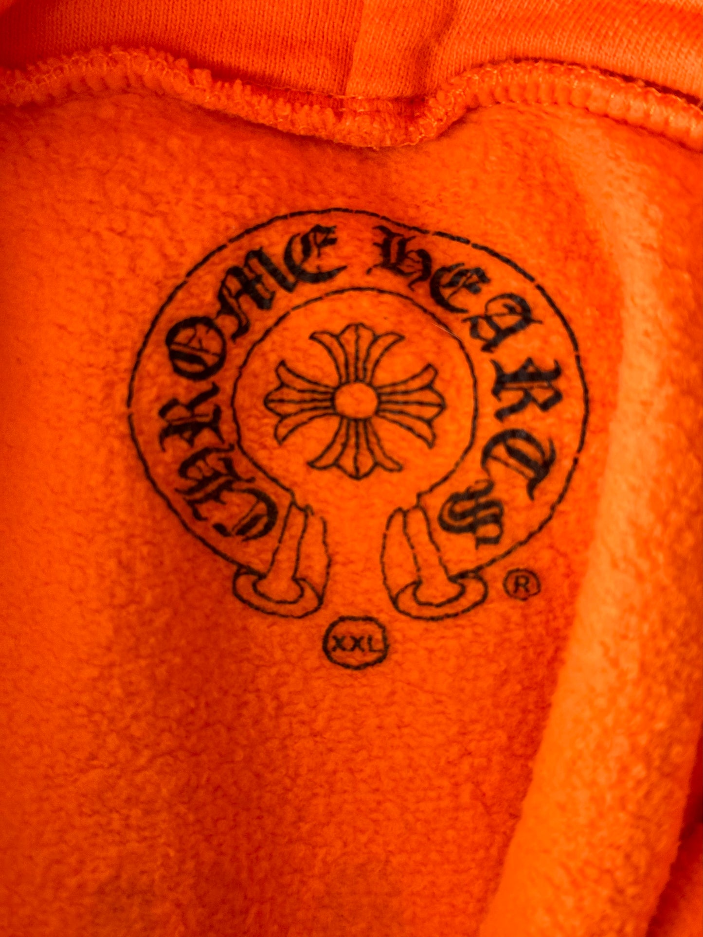 Chrome Hearts Off-White Orange & Black Scroll Logo Hoodie