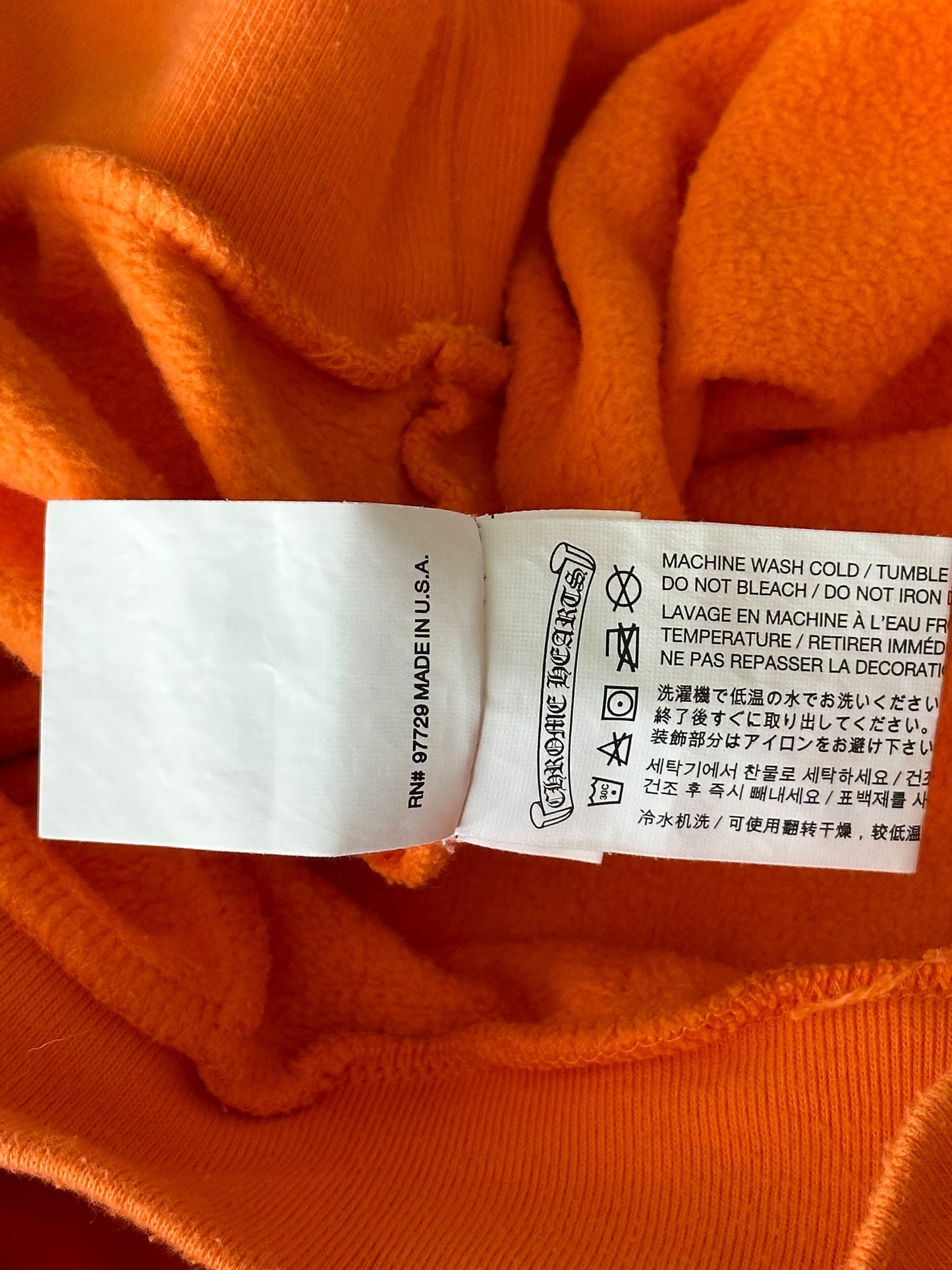 Chrome Hearts Off-White Orange & Black Scroll Logo Hoodie