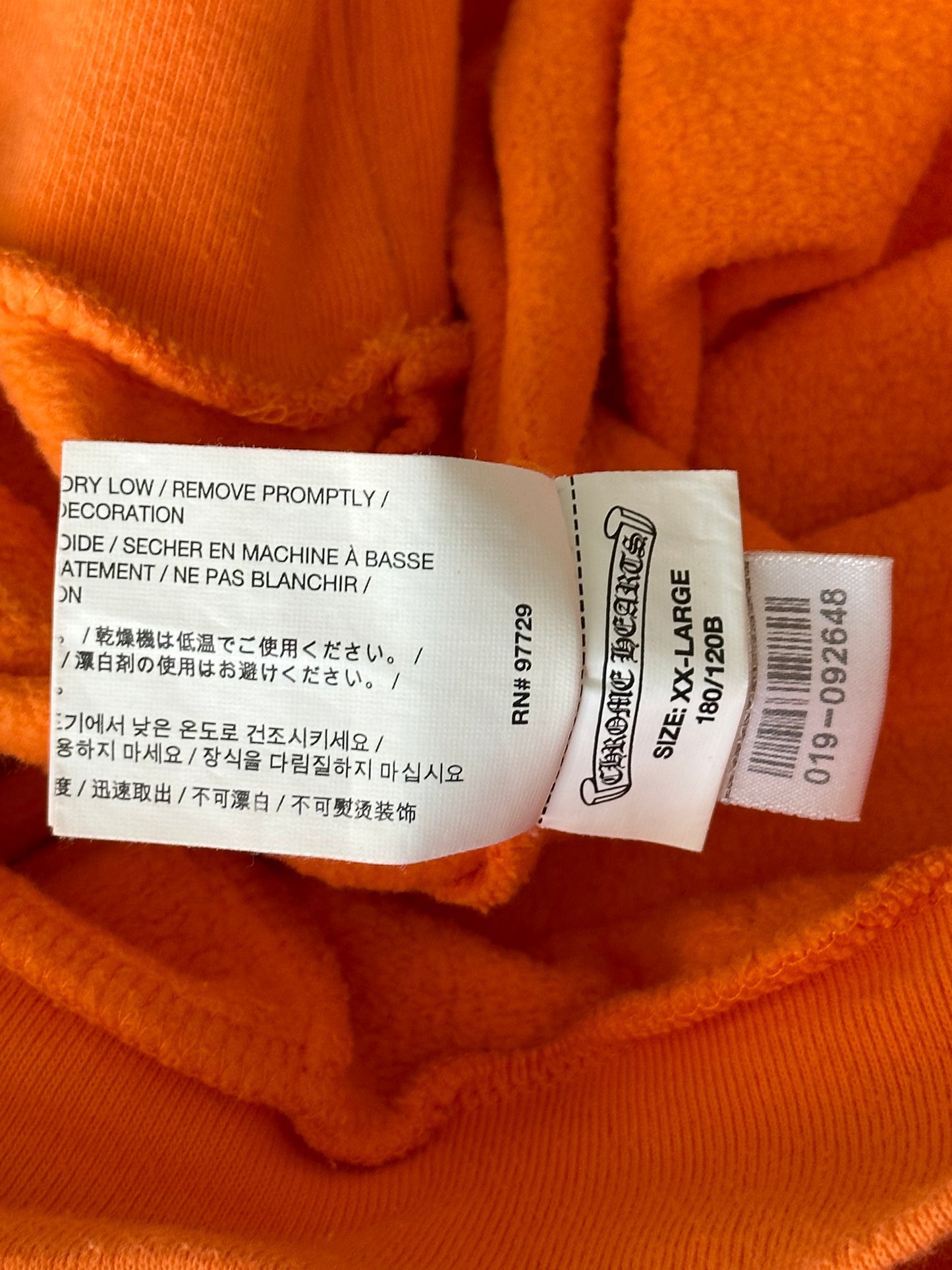 Chrome Hearts Off-White Orange & Black Scroll Logo Hoodie