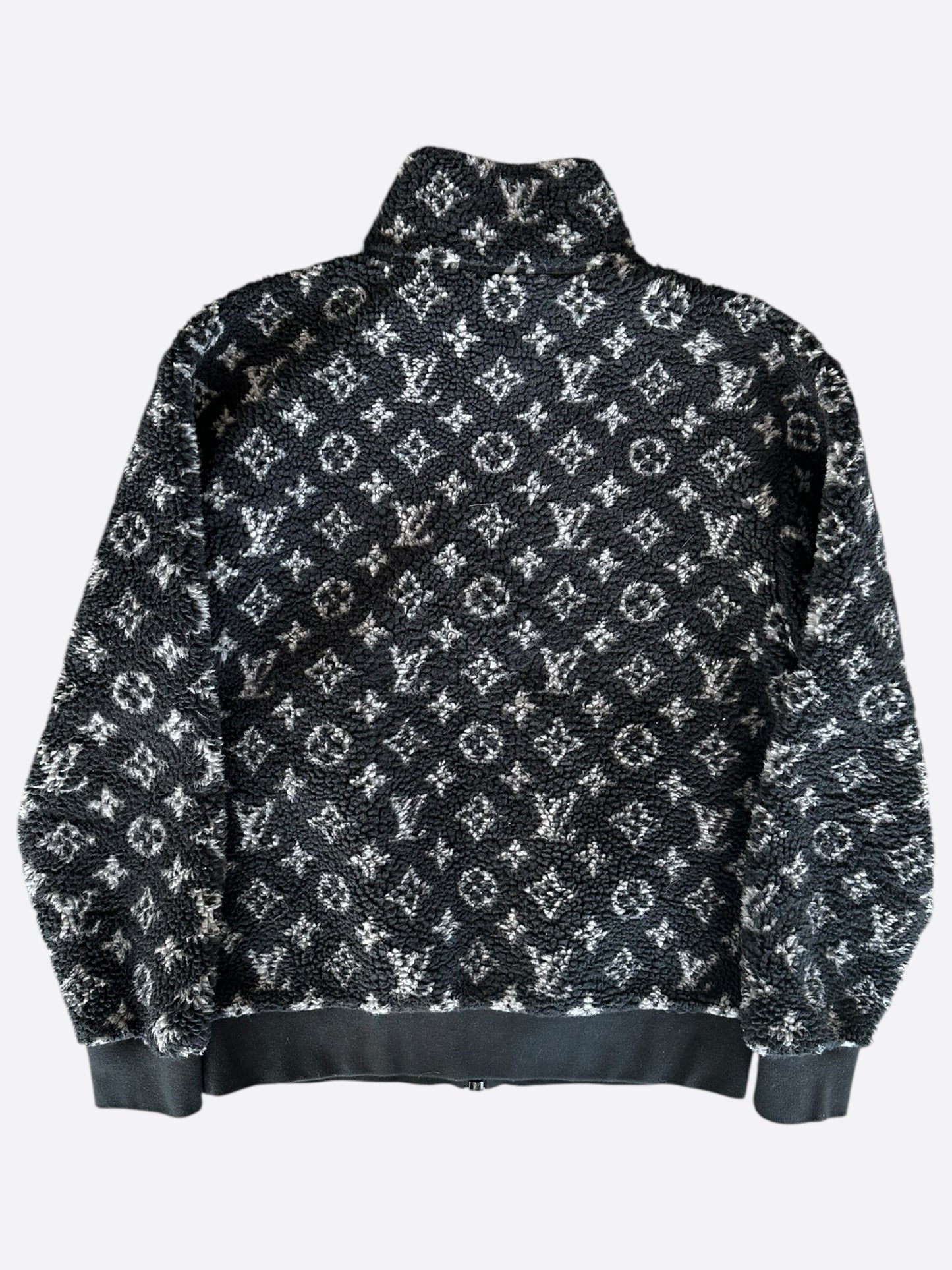 Louis Vuitton Black & Grey Monogram Fleece Zip Up Jacket