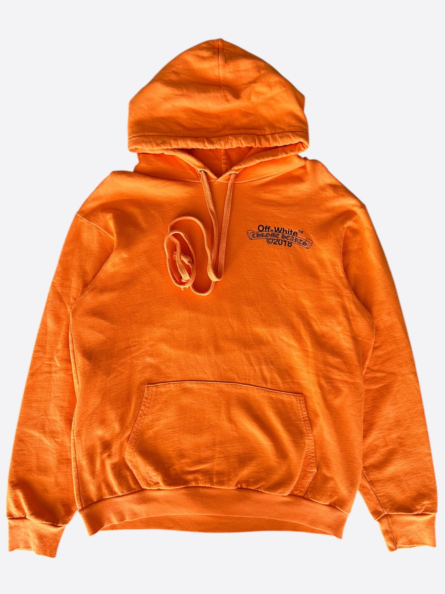 Chrome Hearts Off-White Orange & Black Scroll Logo Hoodie