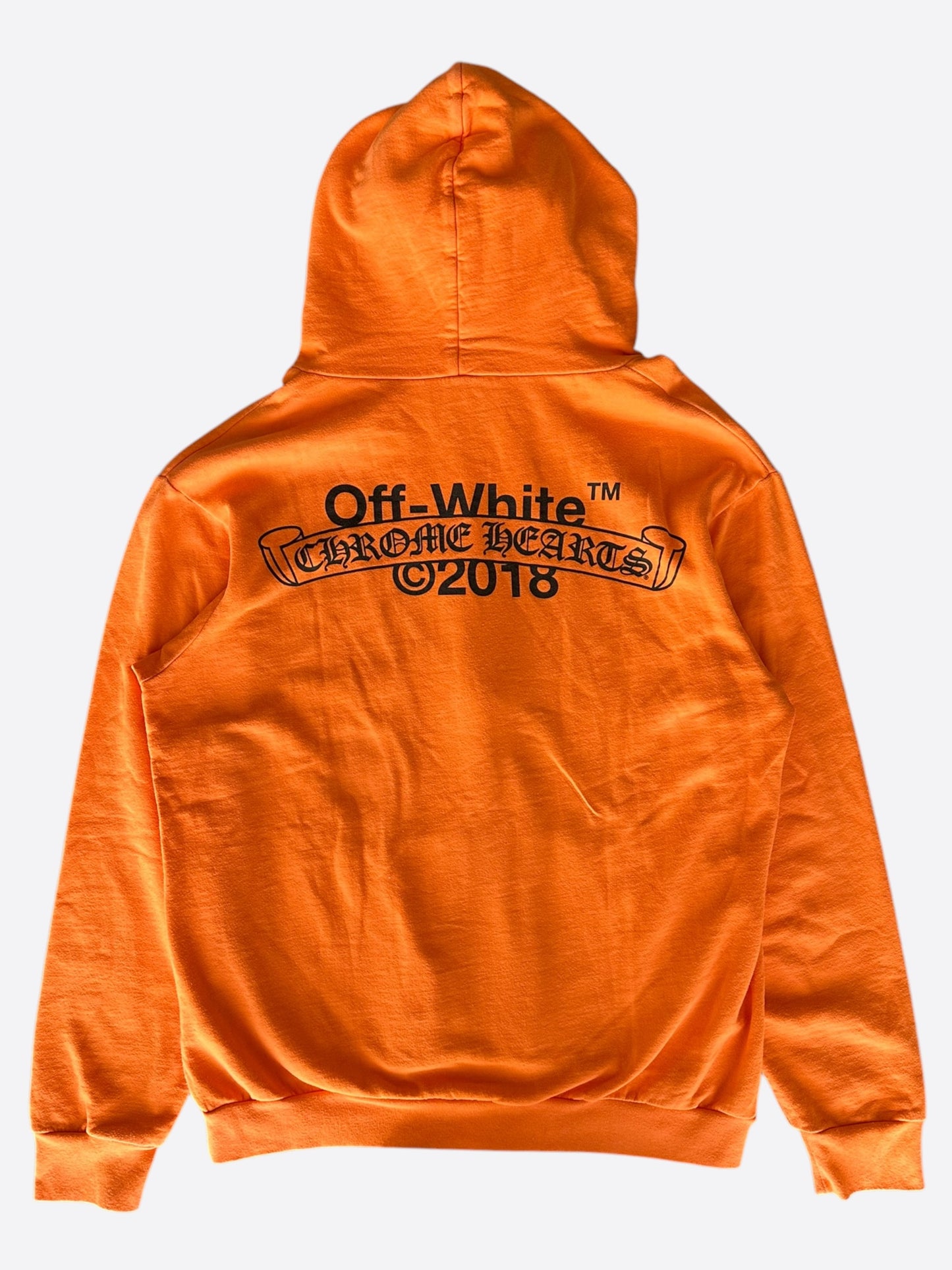 Chrome Hearts Off-White Orange & Black Scroll Logo Hoodie