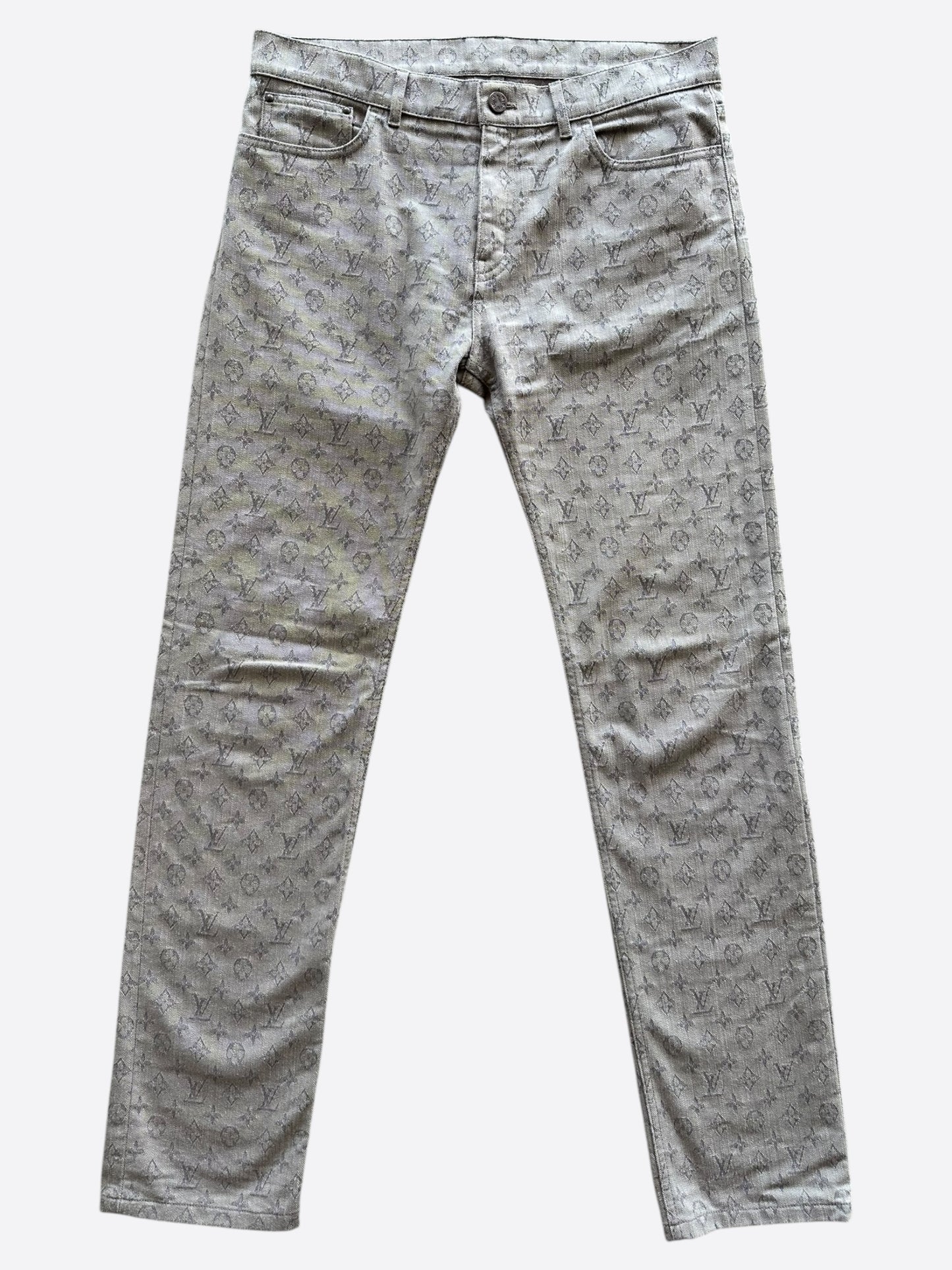 Louis Vuitton Grey Monogram Slim Jeans