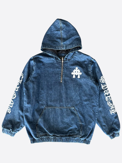 Chrome Hearts Blue & White Cross Patch Denim Anorak