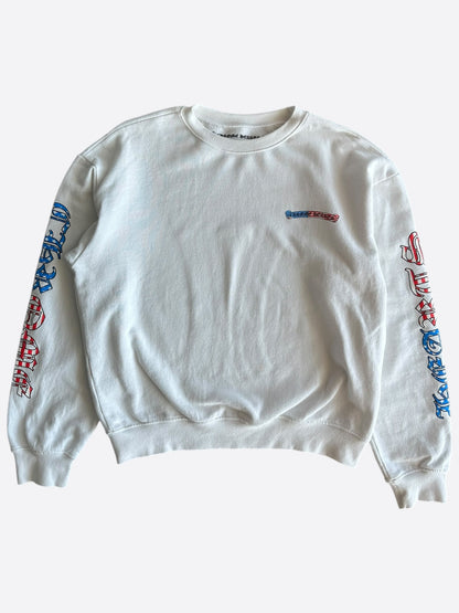 Chrome Hearts Matty Boy White USA Flag Scroll Logo Sweater