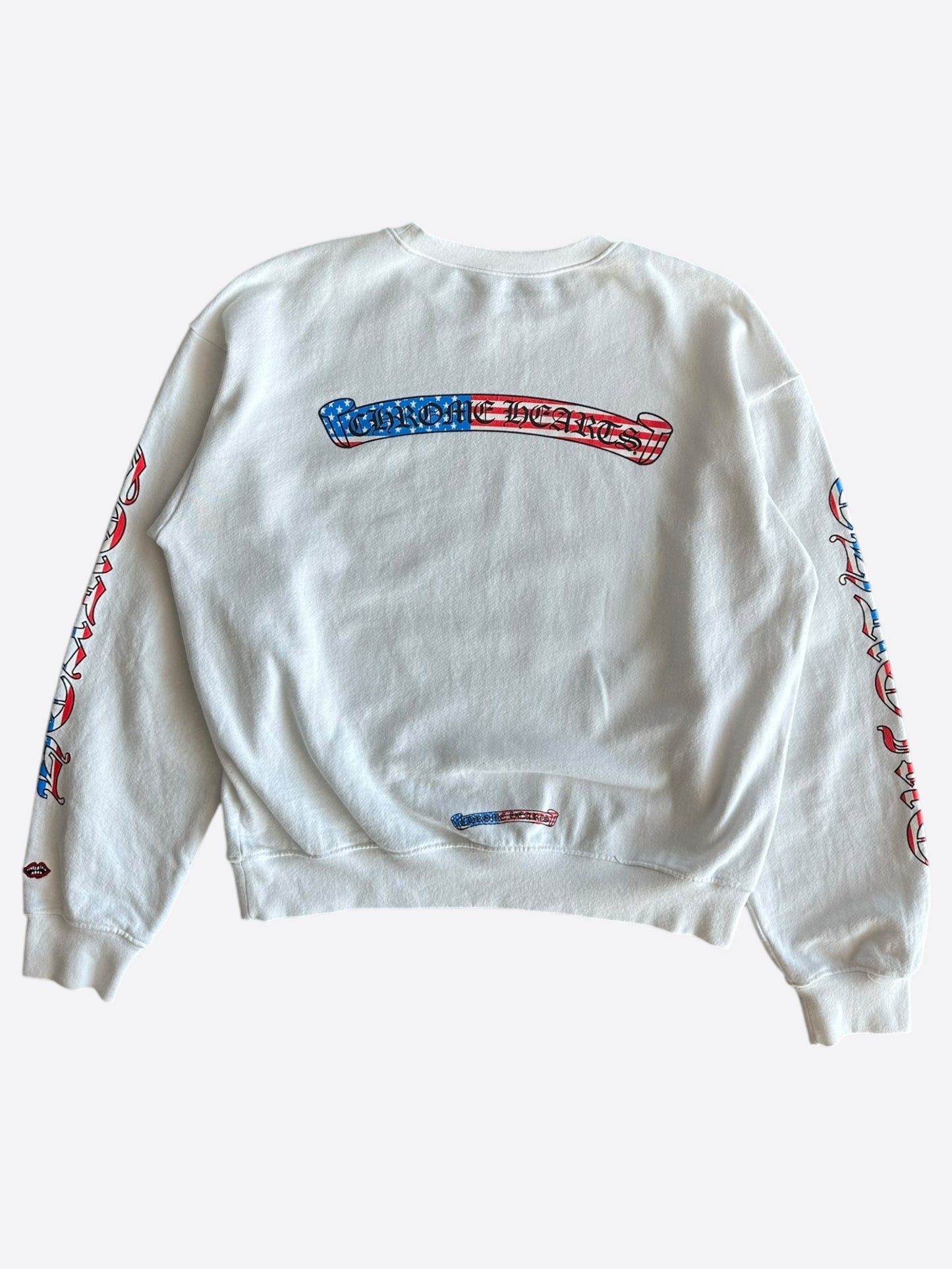 Chrome Hearts Matty Boy White USA Flag Scroll Logo Sweater