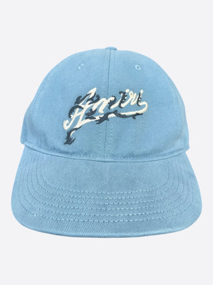 Amiri Blue & White Filigree Logo Hat