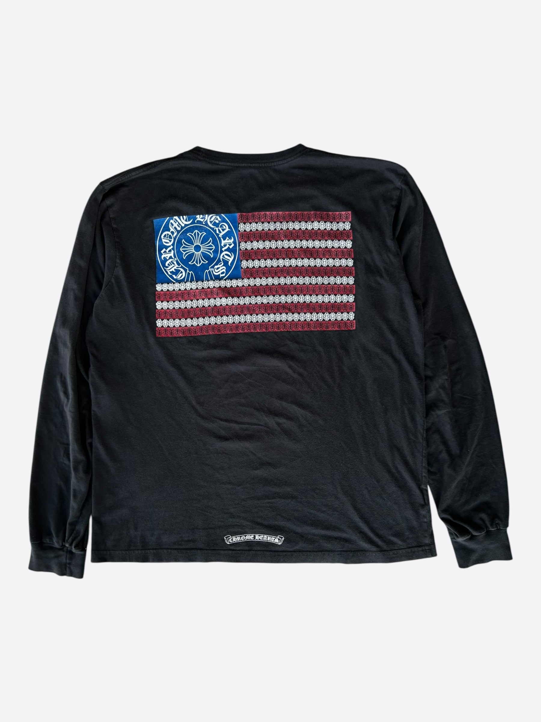 Chrome Hearts Black USA Flag Longsleeve T-Shirt – Savonches