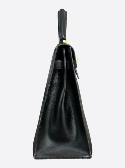 Hermes Black Box Leather & Gold Hardware Kelly 32