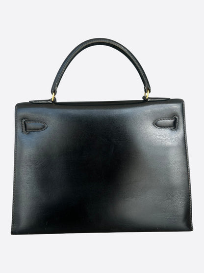 Hermes Black Box Leather & Gold Hardware Kelly 32