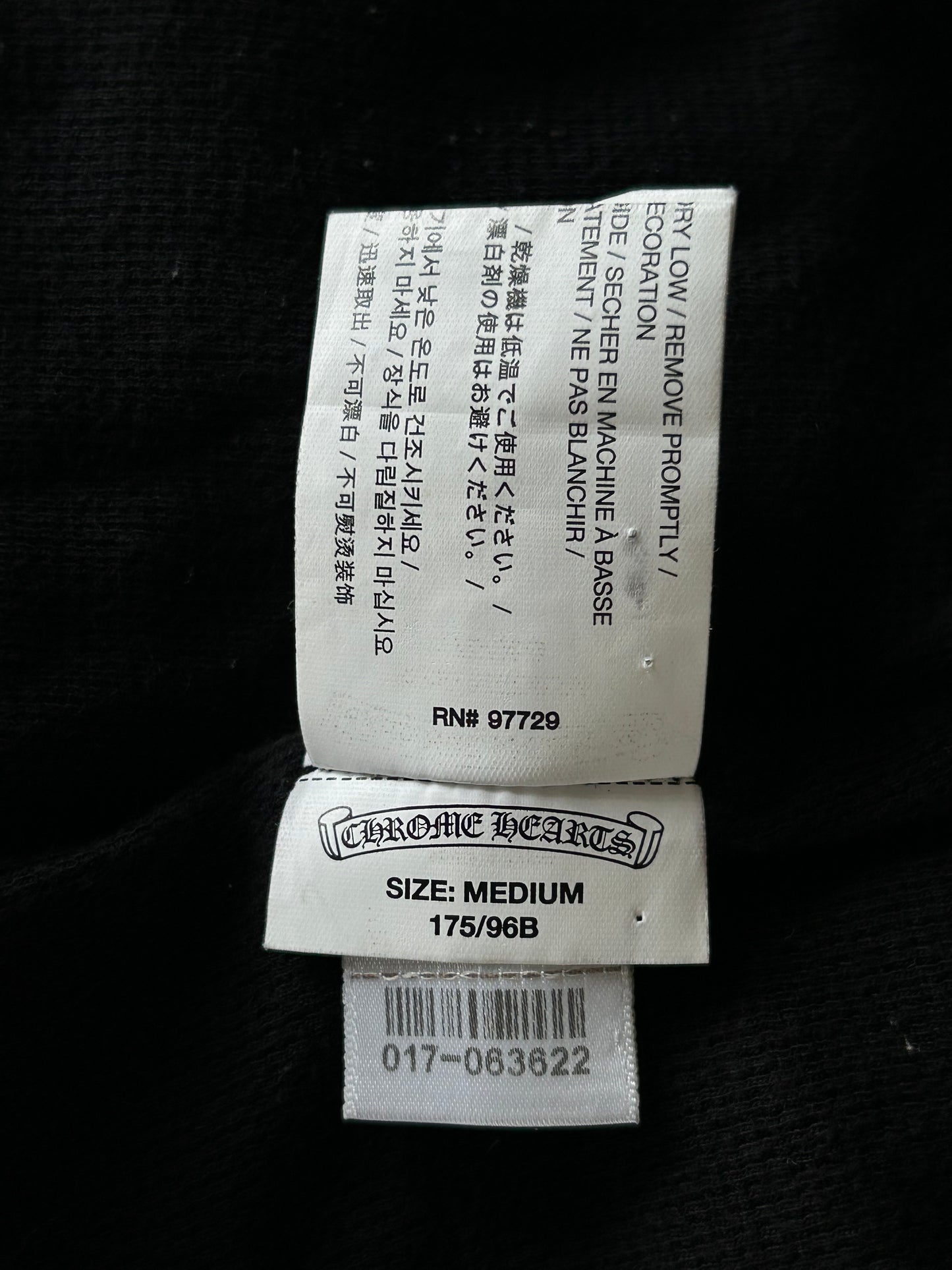 Chrome Hearts Black & White Malibu Cross Logo Zip Up Thermal Hoodie