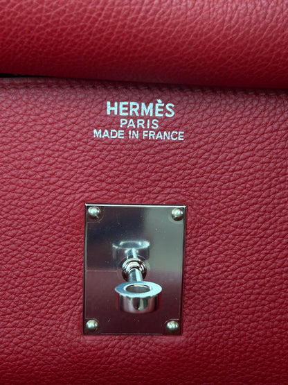 Hermes Red Togo & Palladium Hardware HAC Birkin 50