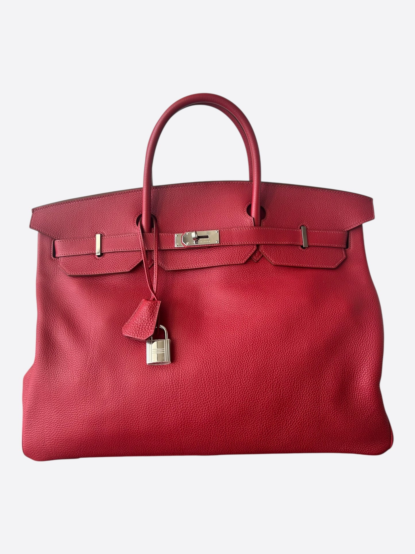 Hermes Red Togo & Palladium Hardware HAC Birkin 50