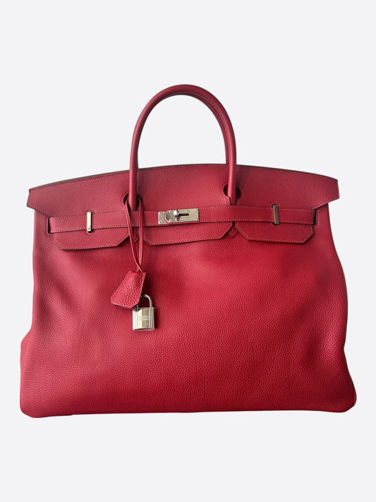 Hermes Red Togo & Palladium Hardware HAC Birkin 50