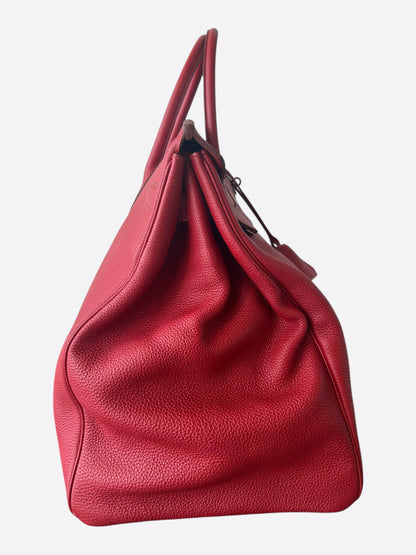 Hermes Red Togo & Palladium Hardware HAC Birkin 50