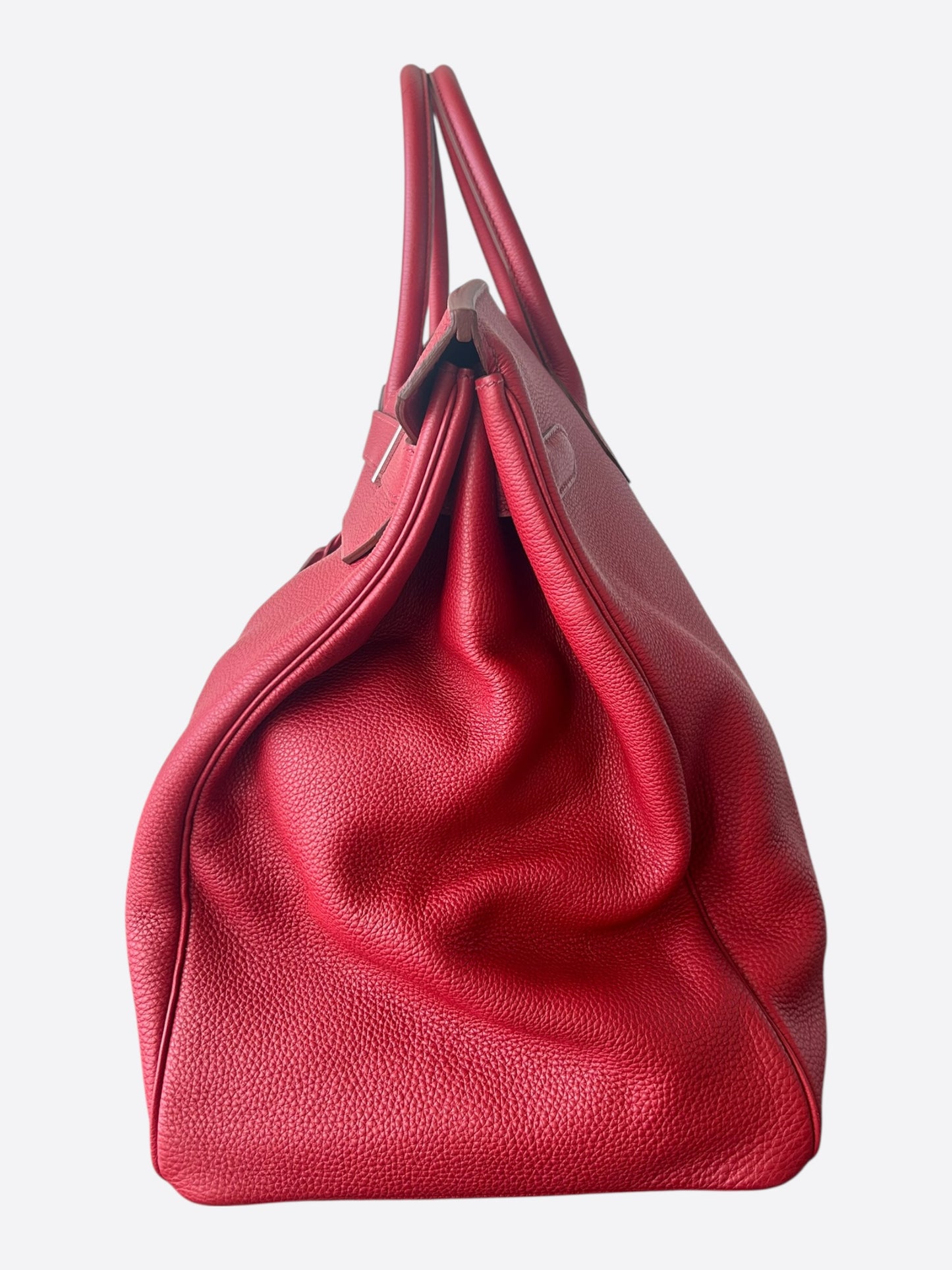 Hermes Red Togo & Palladium Hardware HAC Birkin 50