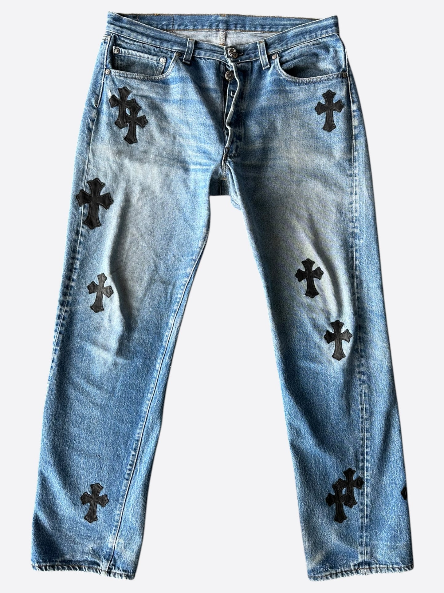 Chrome Hearts Levis Blue & Black Cross Patch Jeans