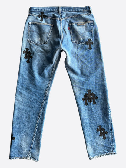 Chrome Hearts Levis Blue & Black Cross Patch Jeans