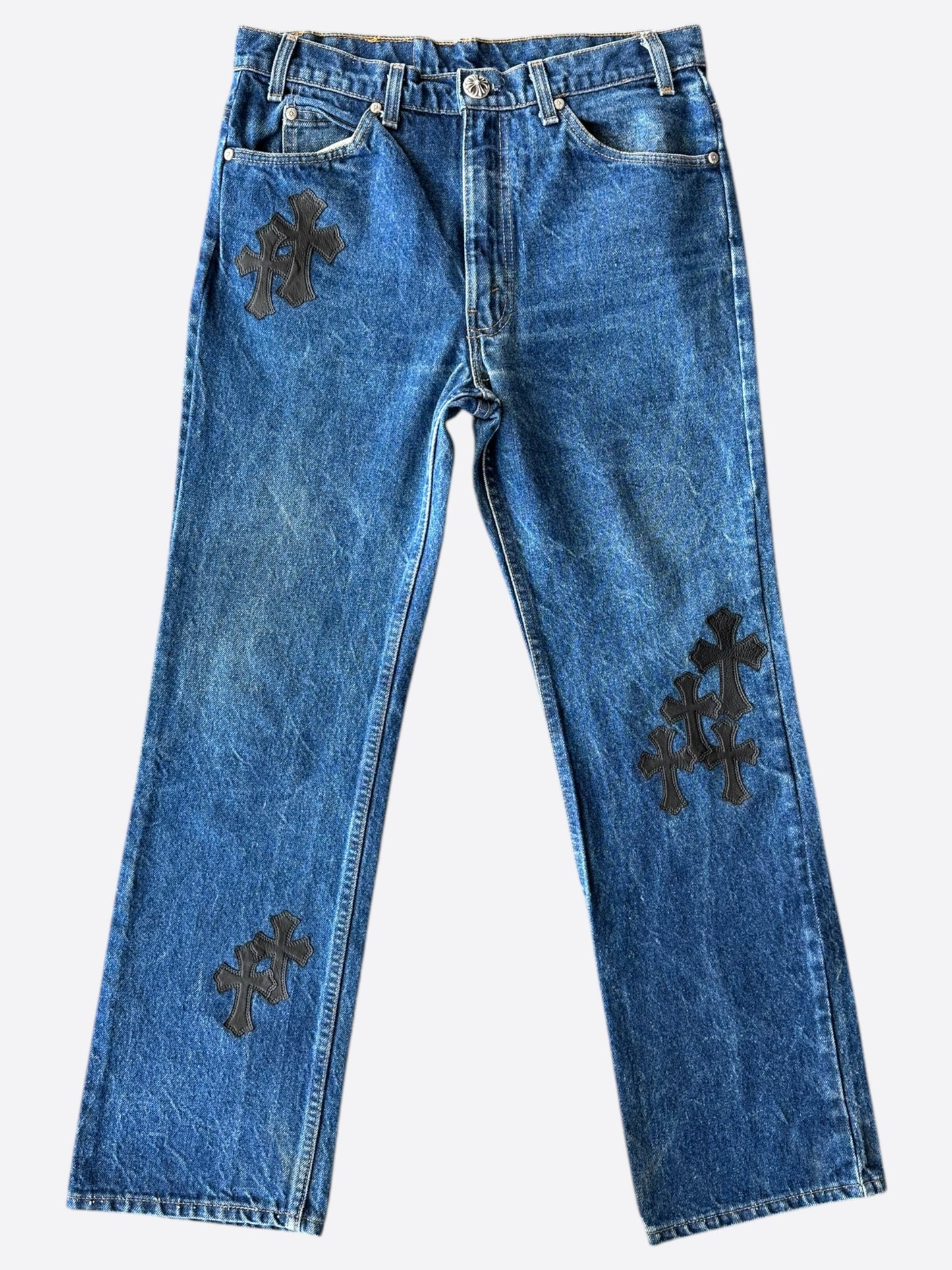 Chrome Hearts Levis Blue & Black Cross Patch Jeans