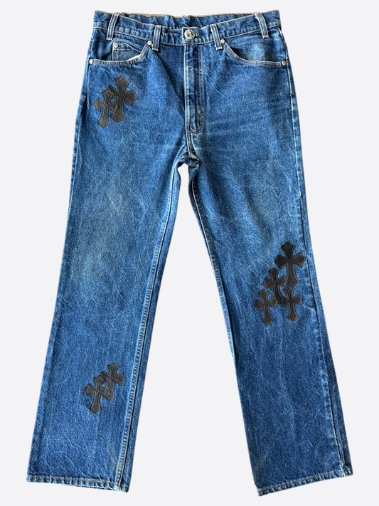 Chrome Hearts Levis Blue & Black Cross Patch Jeans