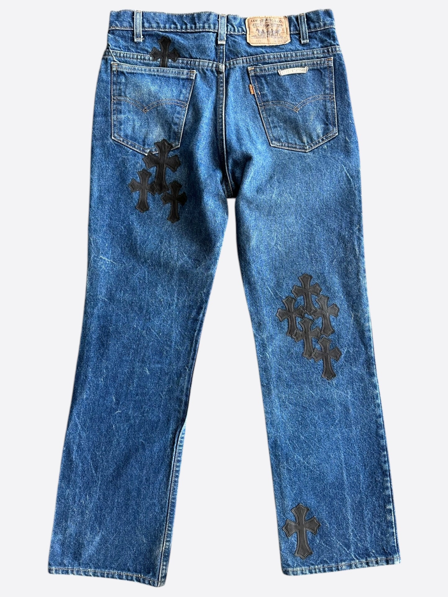 Chrome Hearts Levis Blue & Black Cross Patch Jeans