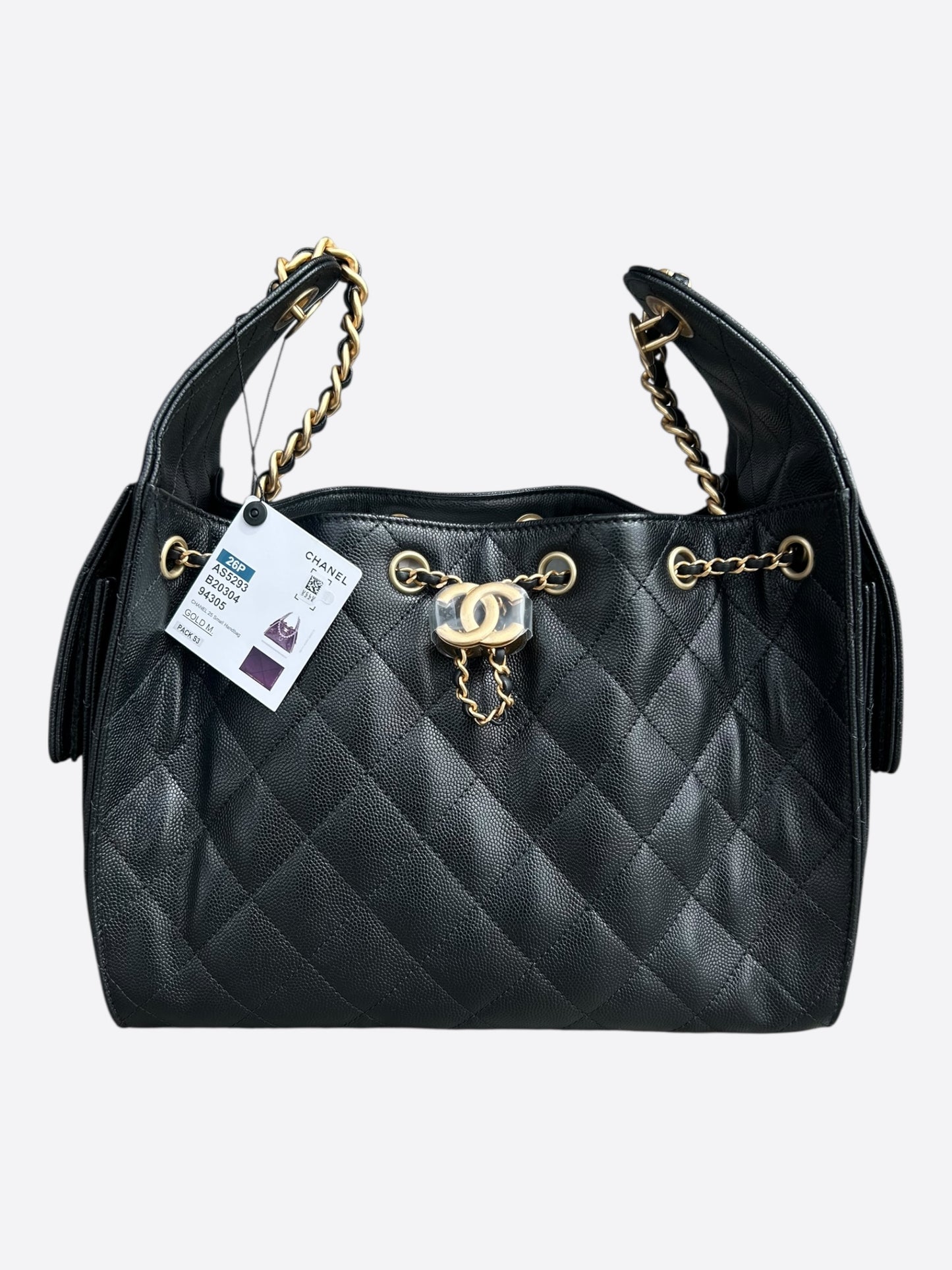 Chanel Black Caviar Quilted Medium 25 Bag