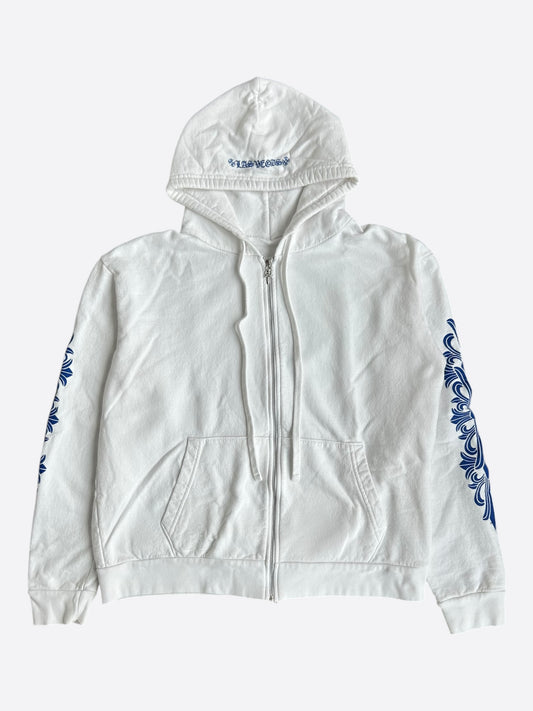 Chrome Hearts White & Blue Rolling Stones Zip Up Hoodie