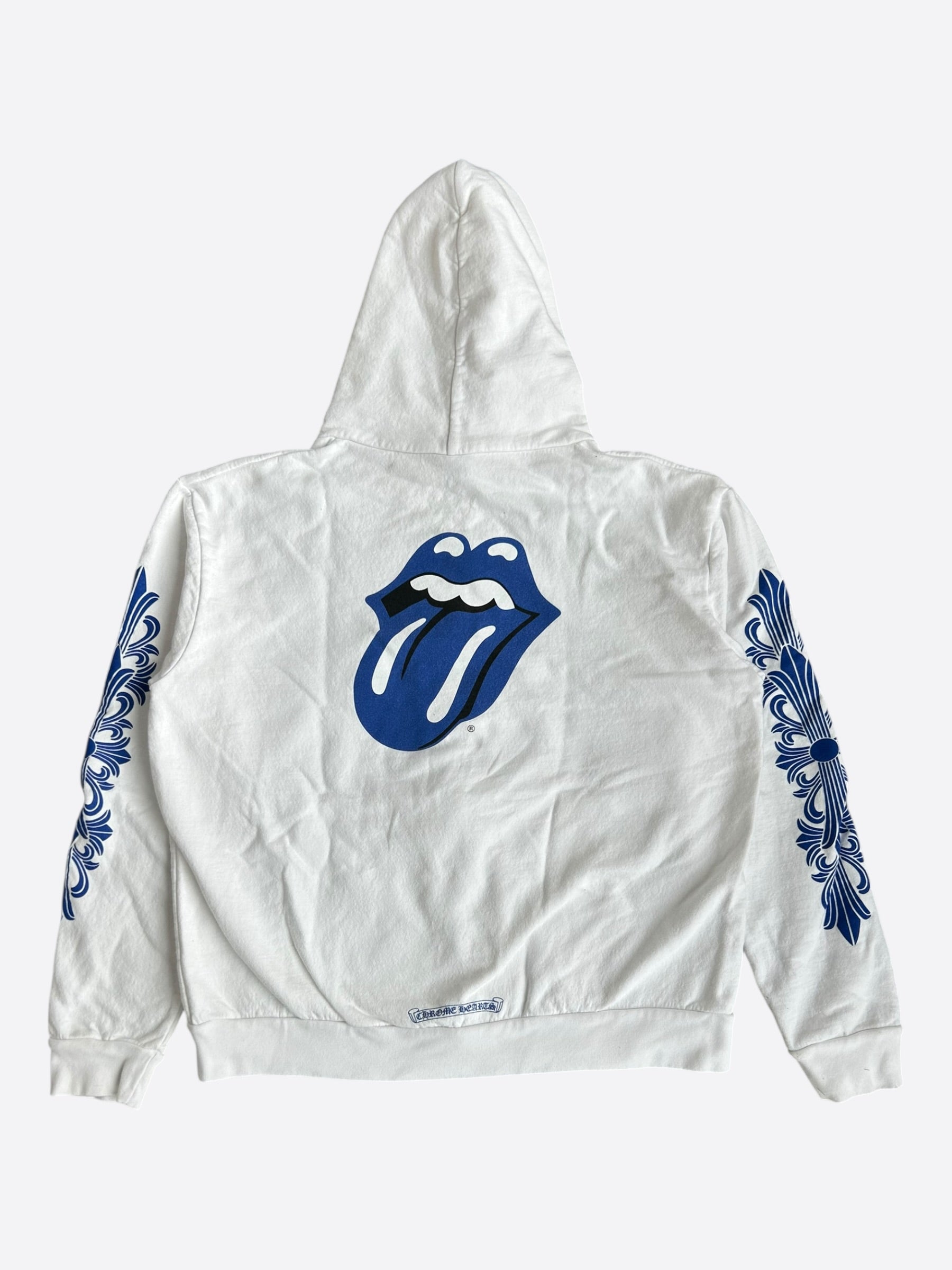 Chrome Hearts White & Blue Rolling Stones Zip Up Hoodie – Savonches