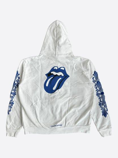 Chrome Hearts White & Blue Rolling Stones Zip Up Hoodie
