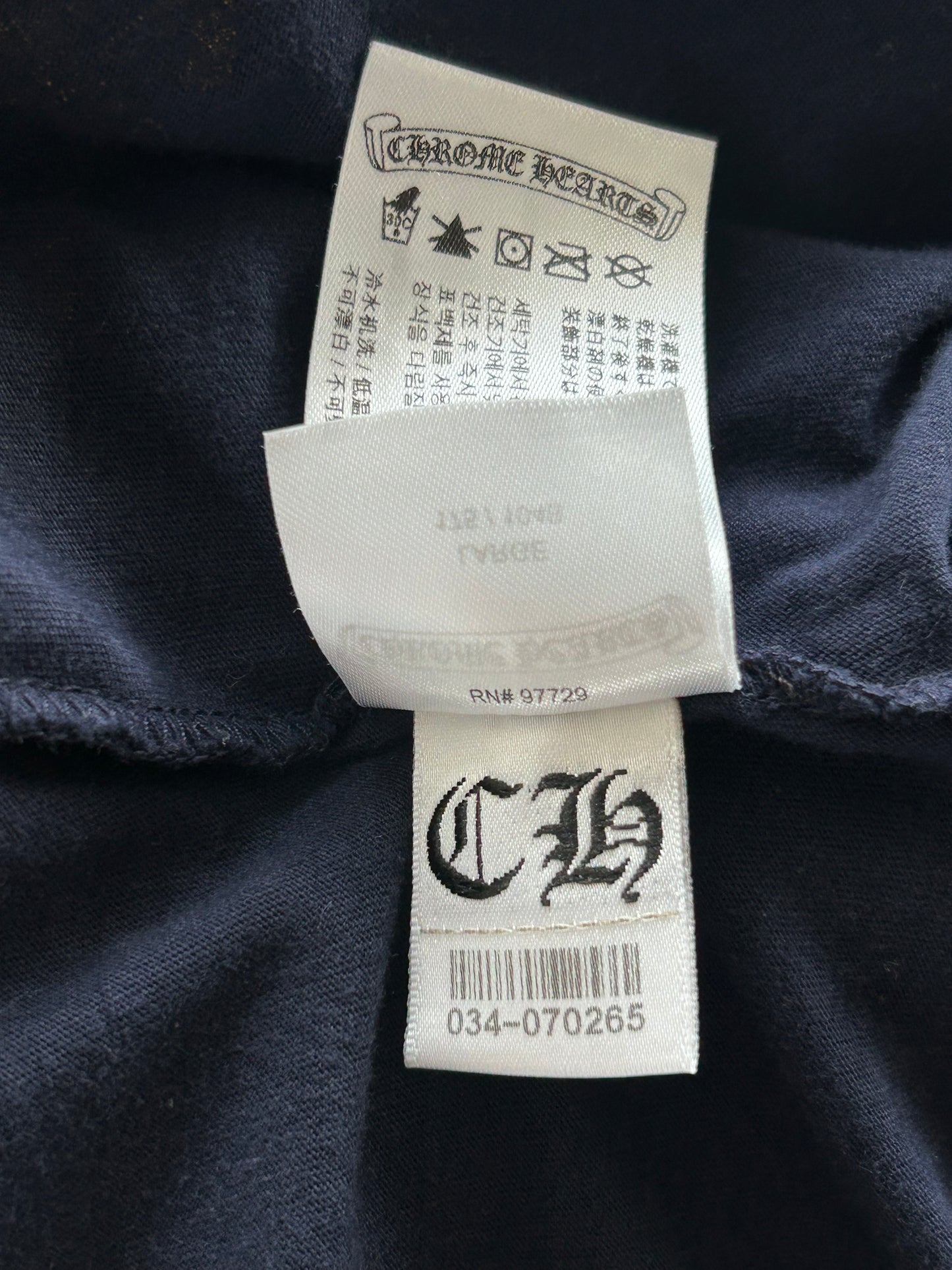 Chrome Hearts Navy & Yellow Dagger Logo Longsleeve T-Shirt