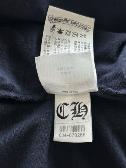 Chrome Hearts Navy & Yellow Dagger Logo Longsleeve T-Shirt