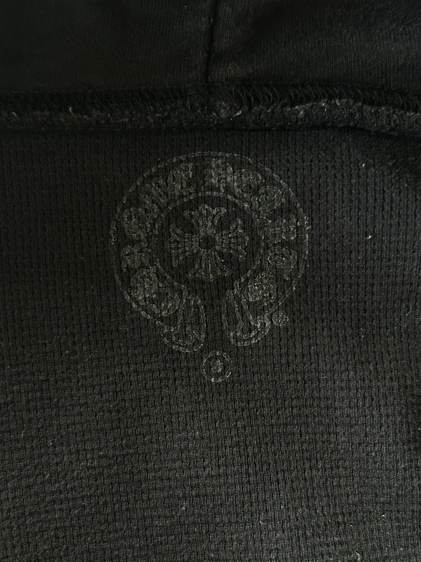 Chrome Hearts Black & Blue Script Logo Zip Up Thermal Hoodie