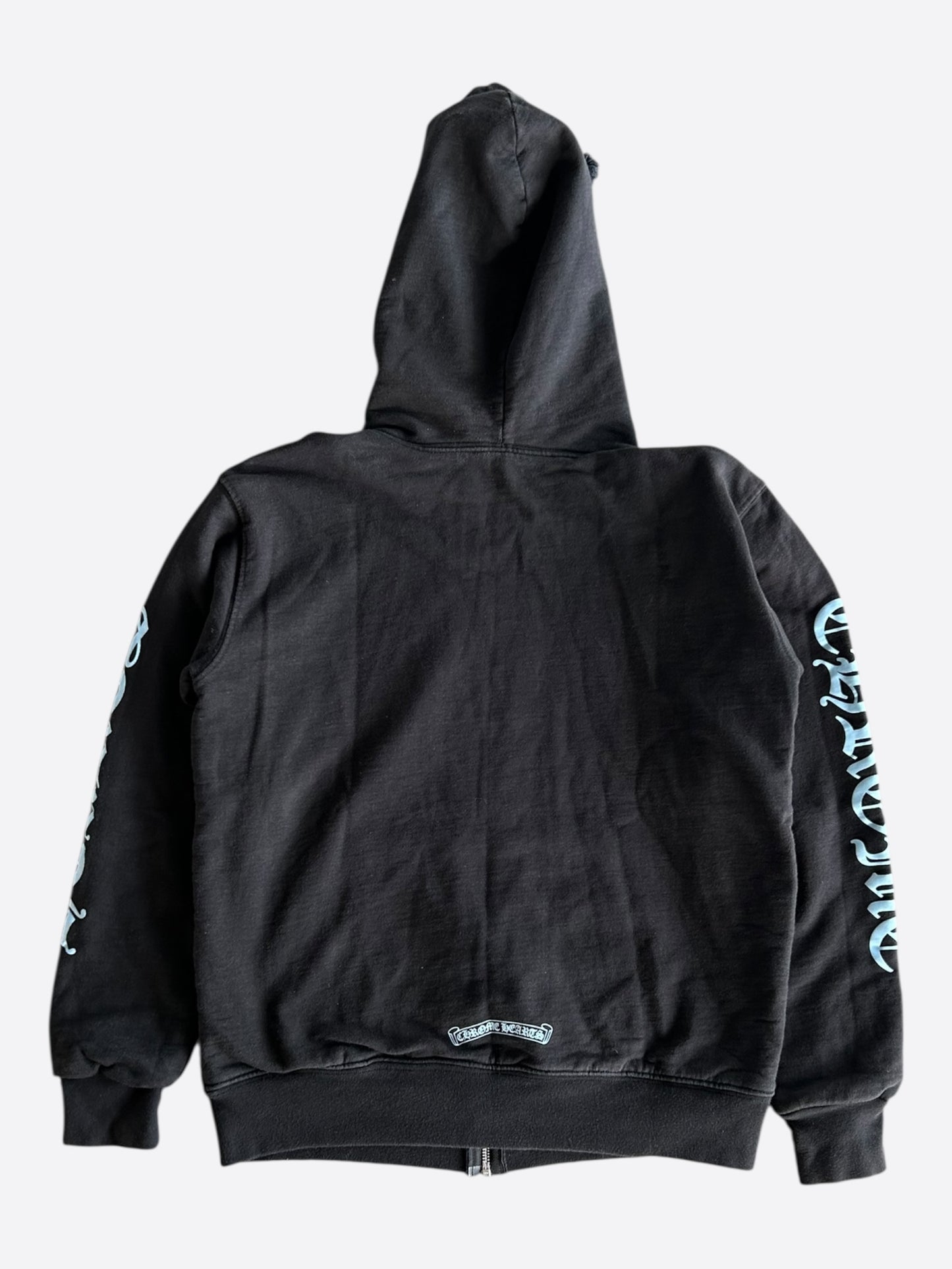 Chrome Hearts Black & Blue Script Logo Zip Up Thermal Hoodie