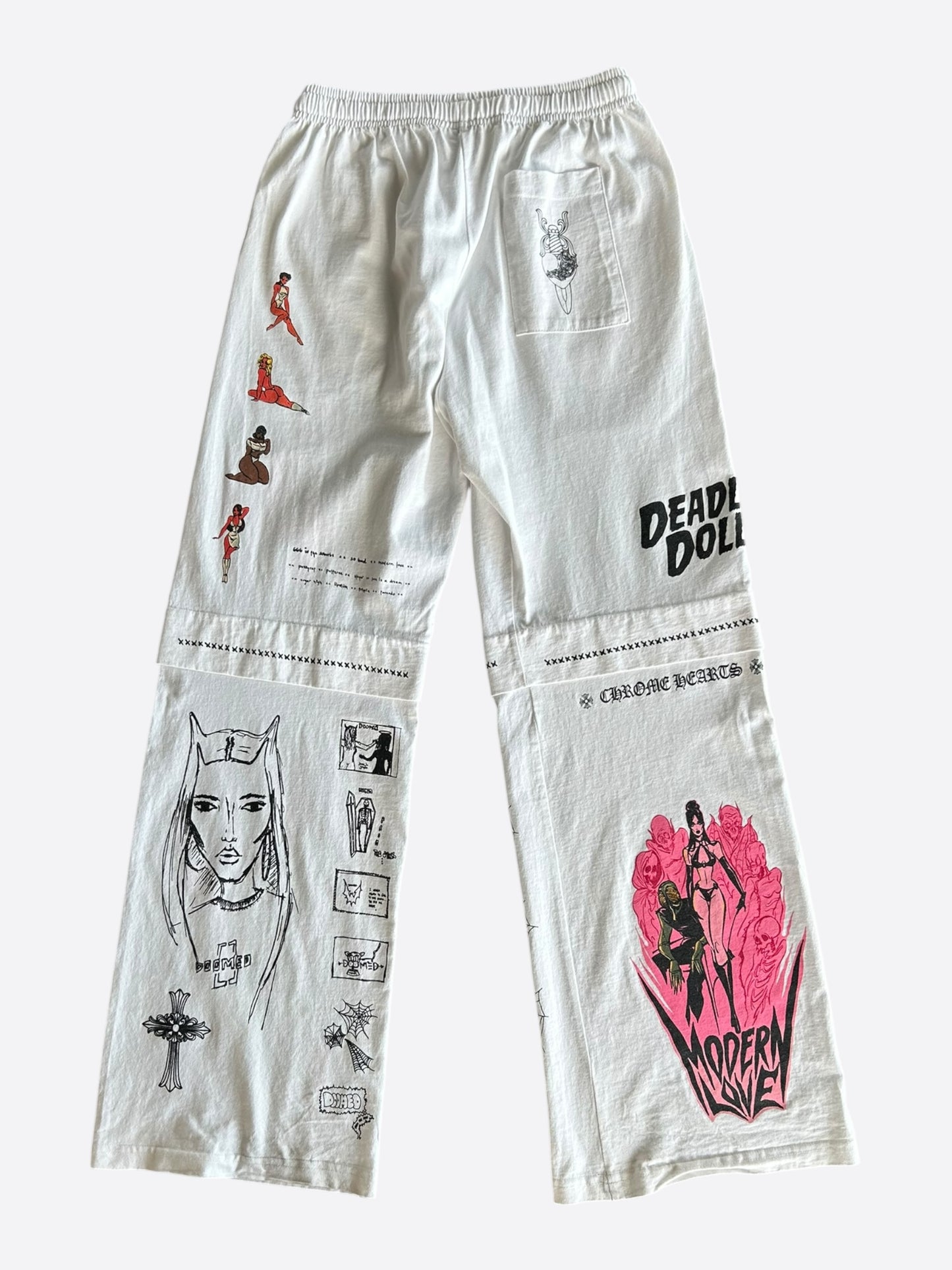 Chrome Hearts White & Multicolor Deadly Doll Sweatpants