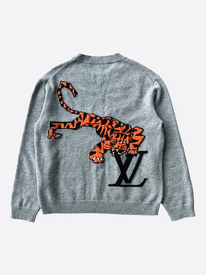 Louis Vuitton Grey Tiger Wool Knitted Sweater