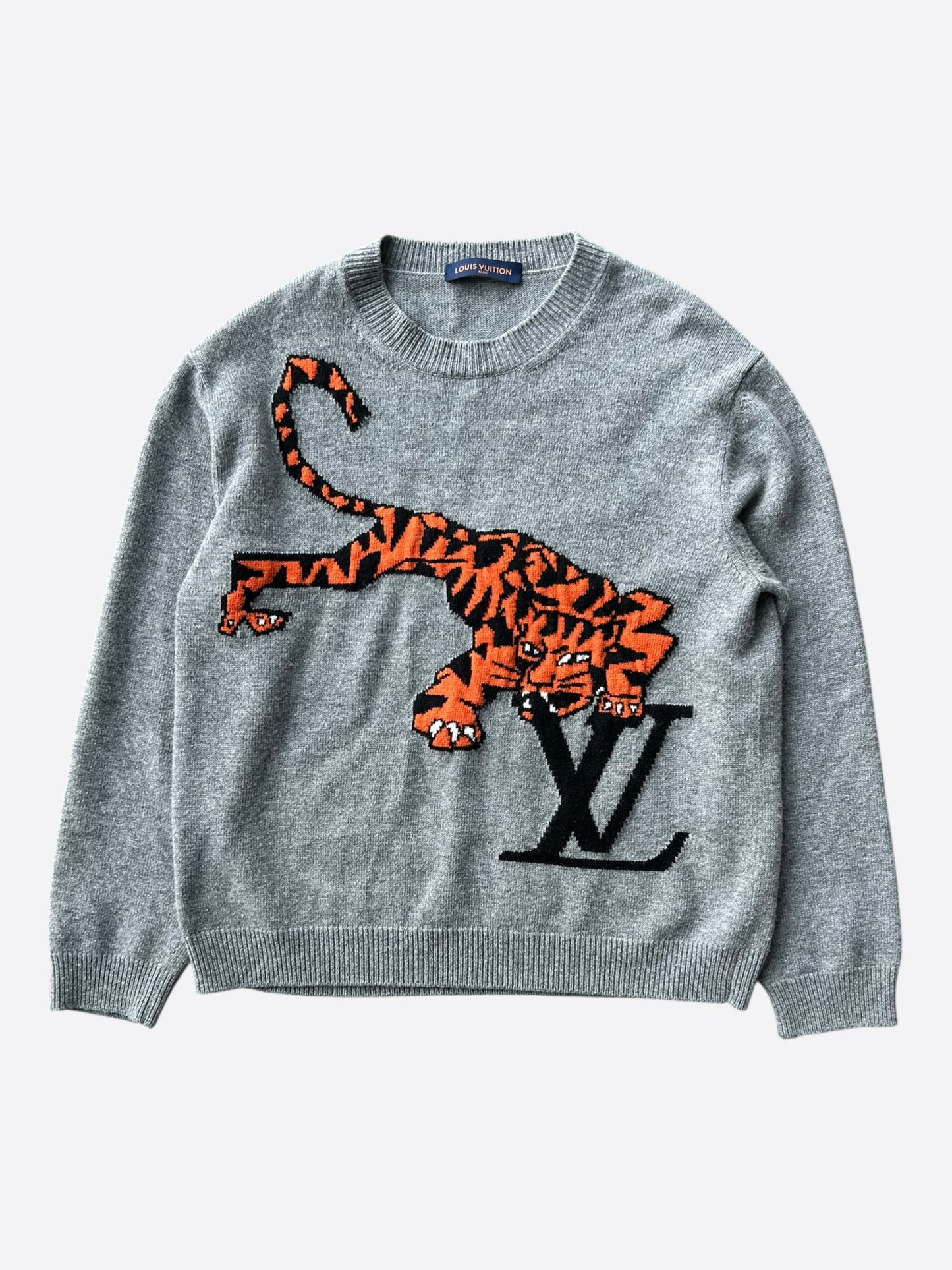 Louis Vuitton Grey Tiger Wool Knitted Sweater