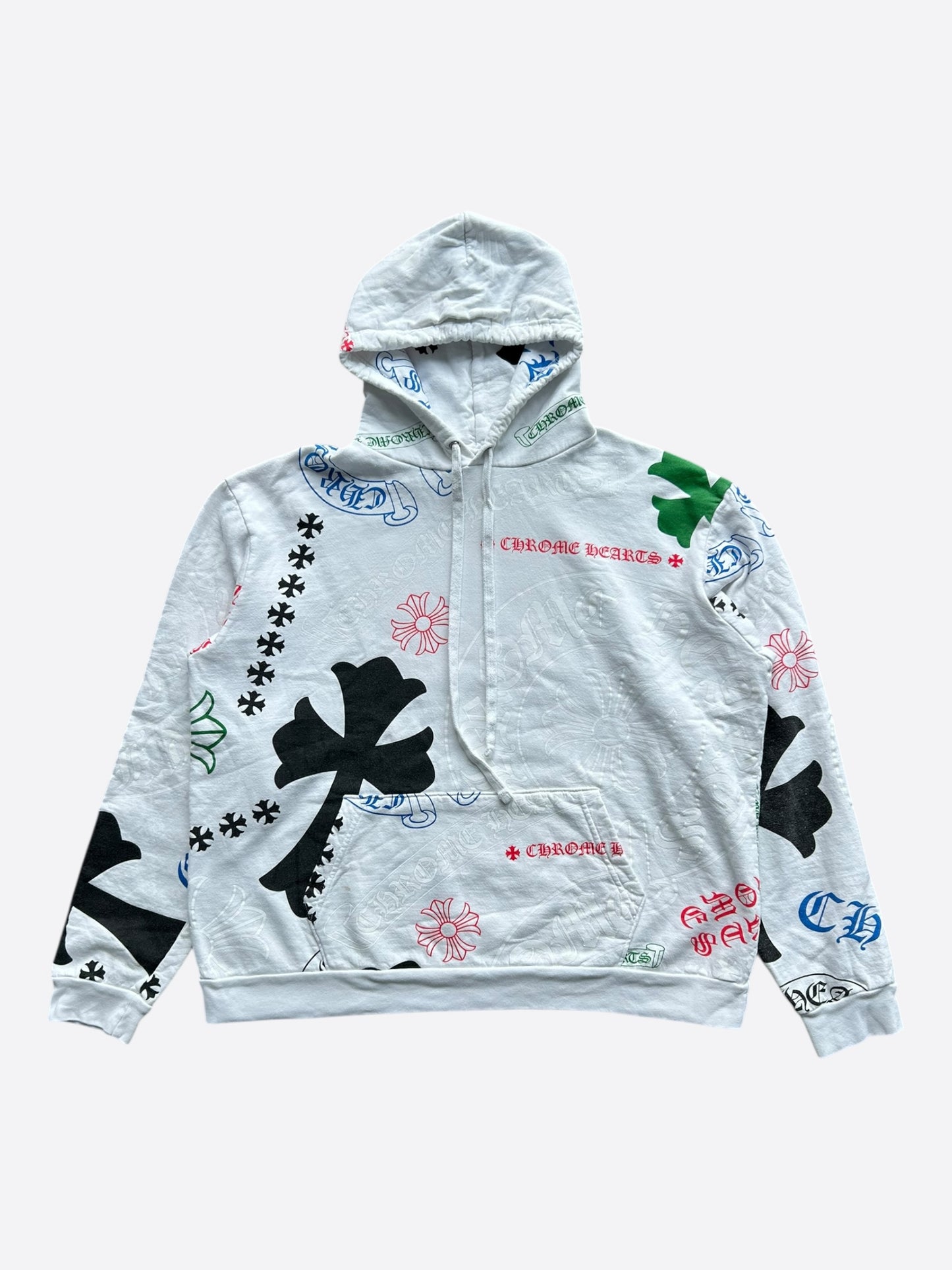 Chrome Hearts White & Multicolor Stencil Hoodie