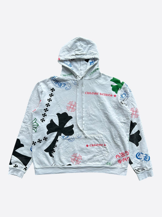 Chrome Hearts White & Multicolor Stencil Hoodie