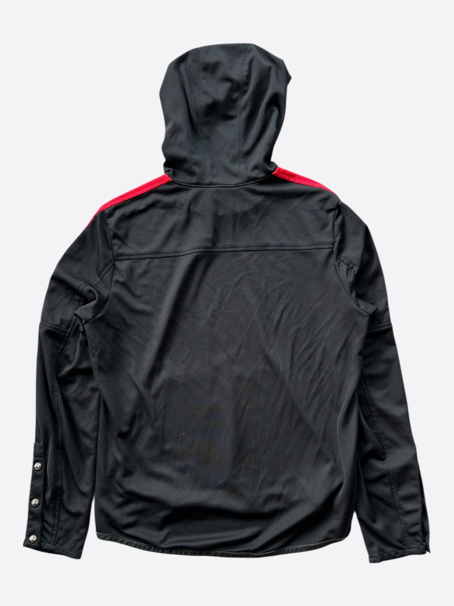 Chrome Hearts Black & Red Horseshoe Logo Snap Button Track Hoodie