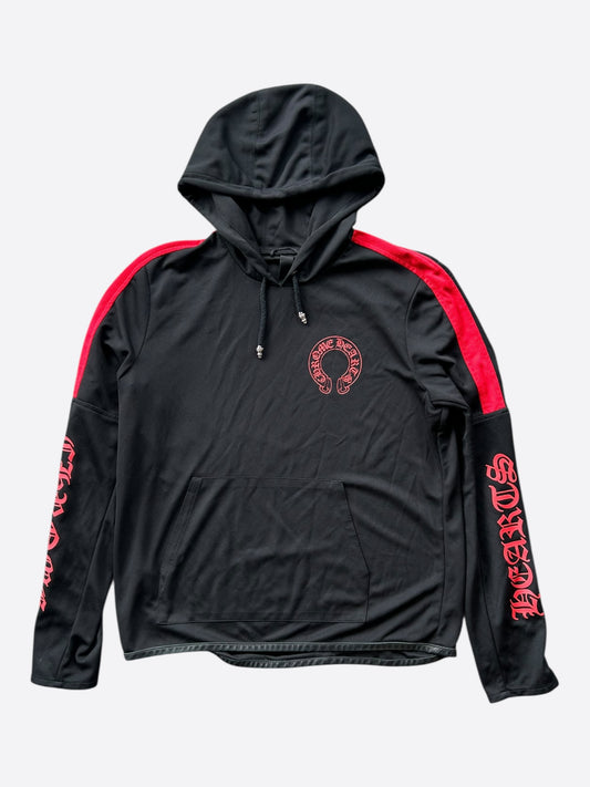 Chrome Hearts Black & Red Horseshoe Logo Snap Button Track Hoodie