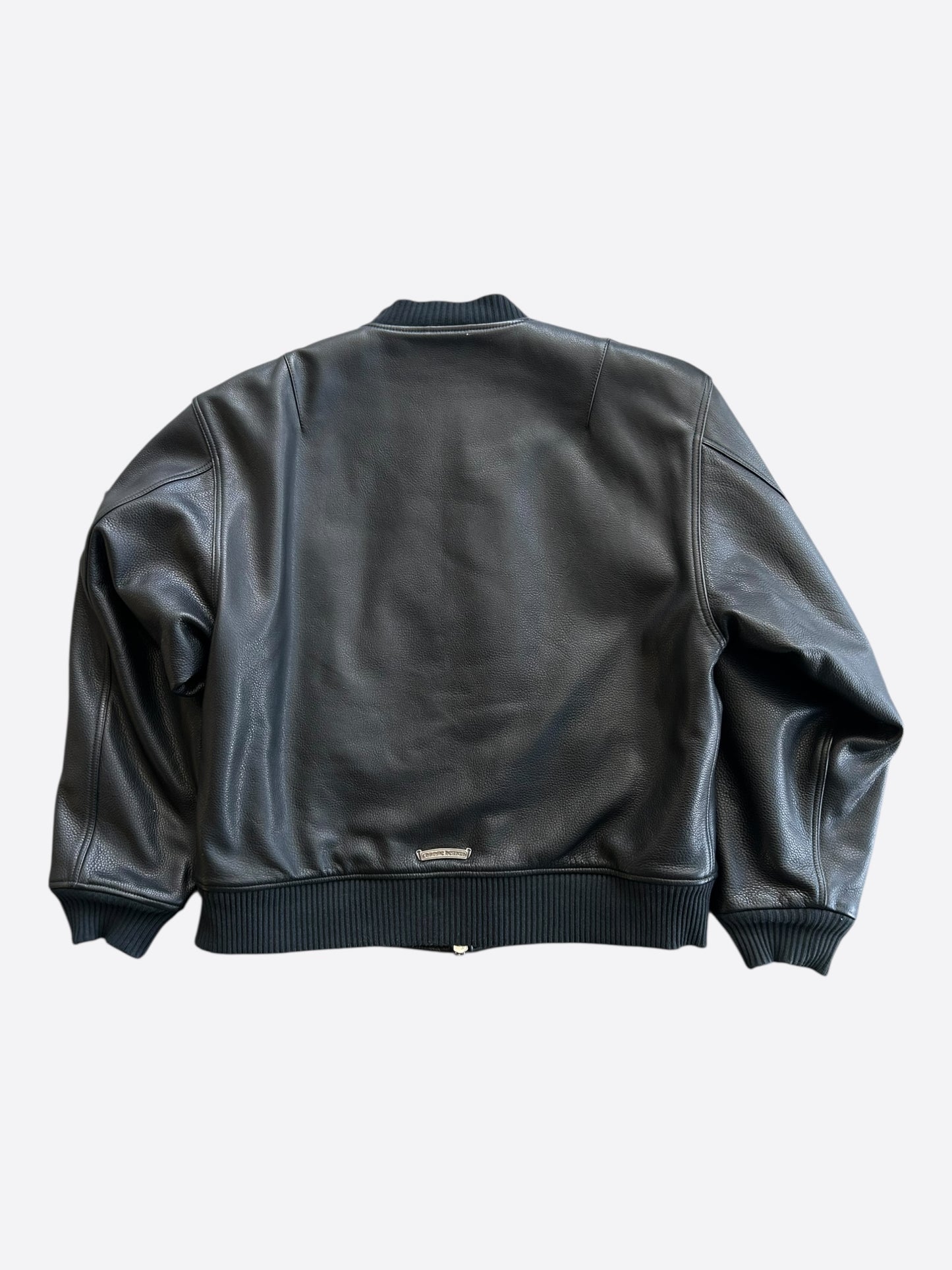 Chrome Hearts Black CH Logo Leather Bomber Jacket