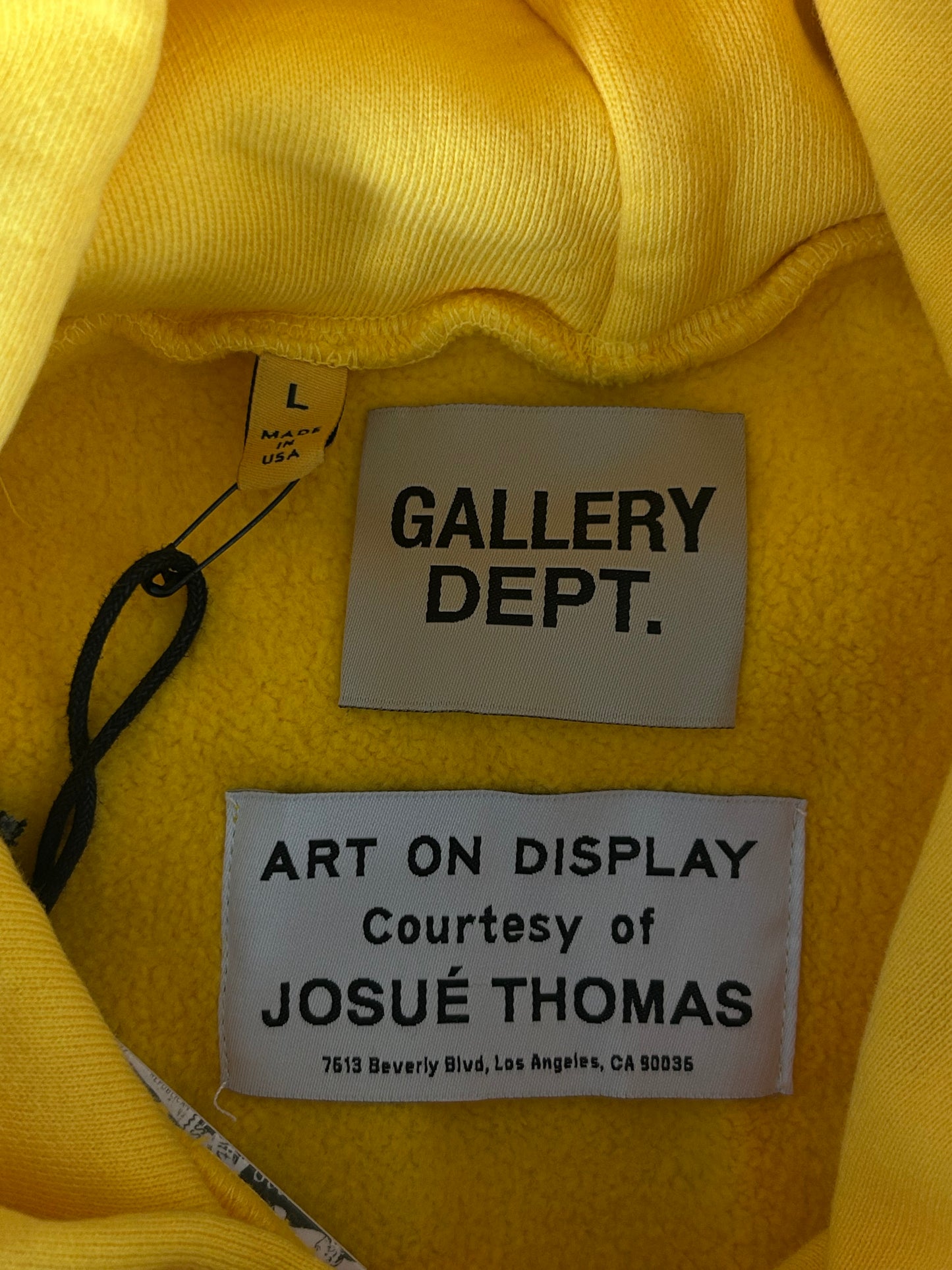 Gallery Dept Yellow & Black DEPT Logo Cut Off Hoodie