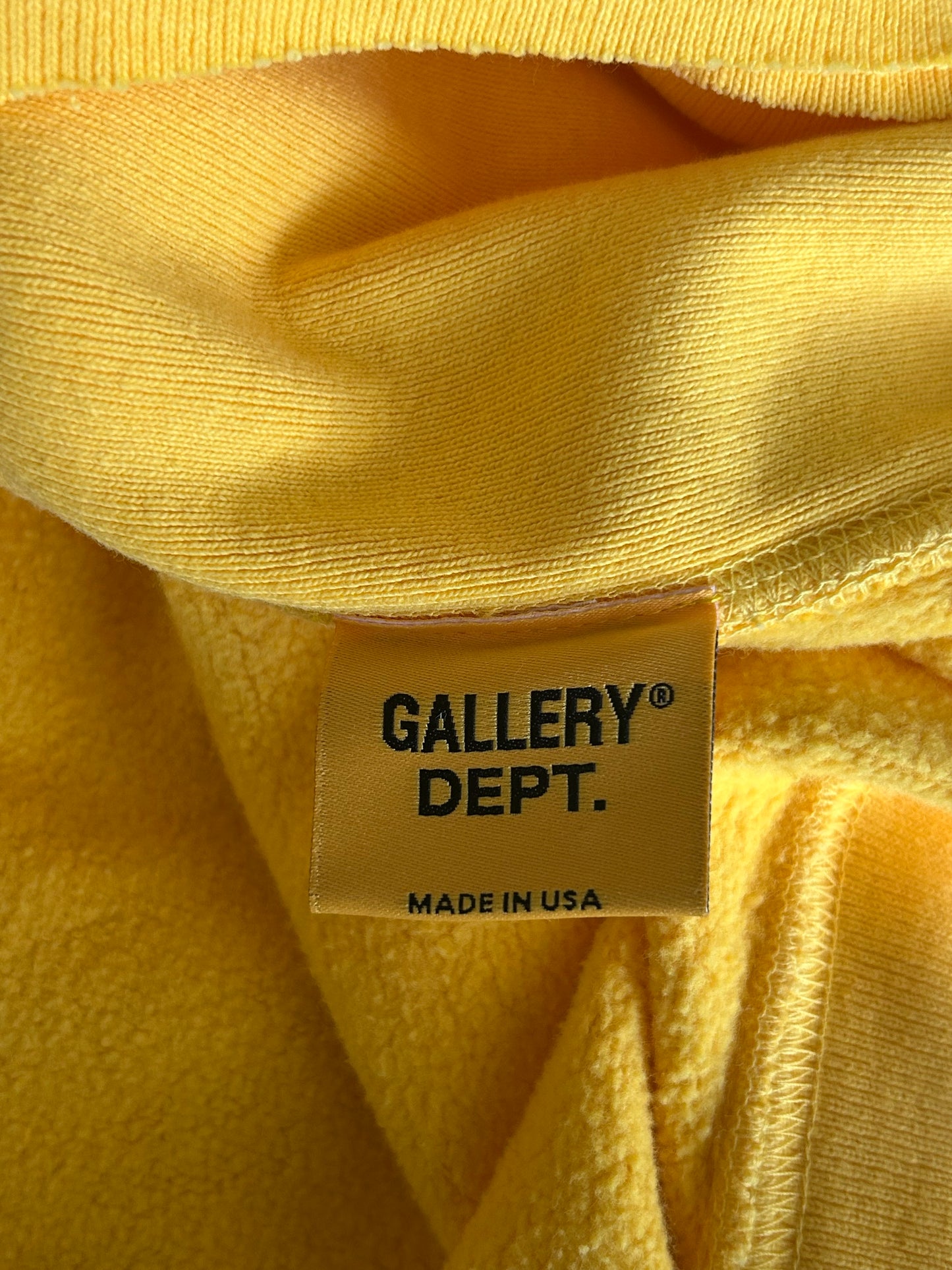 Gallery Dept Yellow & Black DEPT Logo Cut Off Hoodie